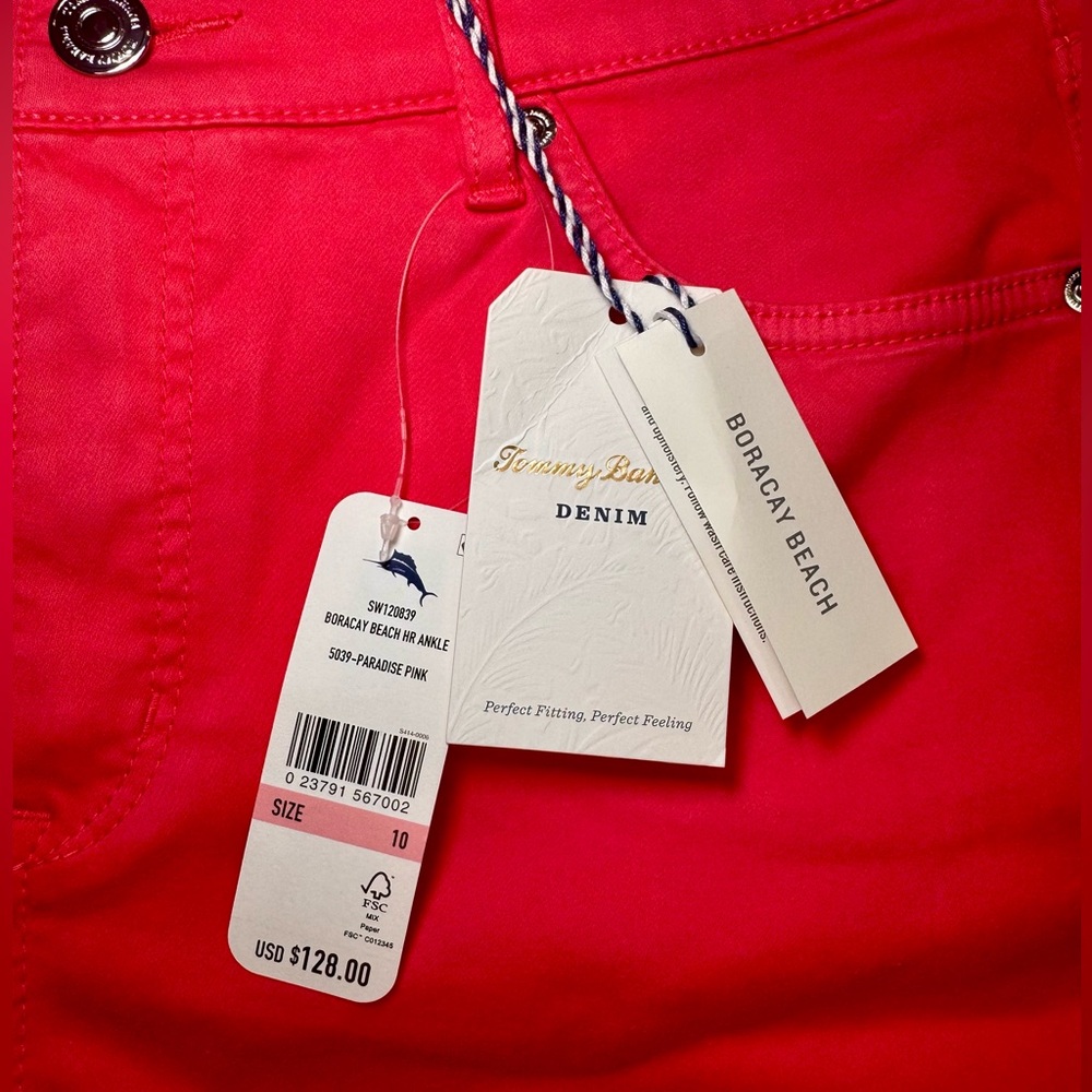 Tommy Bahama Boracay High-Rise ankle Jean in Paradise Pink- Size 10 - Picture 4 of 6